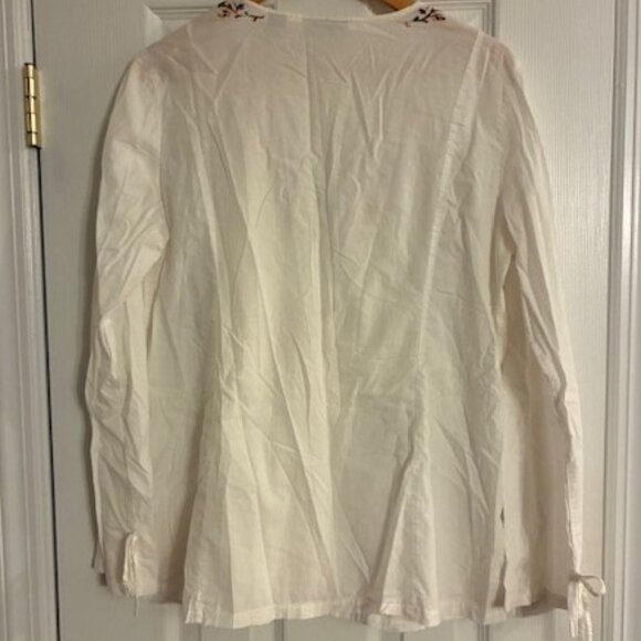 Valerie Stevens Women's 100% Cotton White Embroidered Peasant Boho Top Shirt XL - Picture 4 of 8